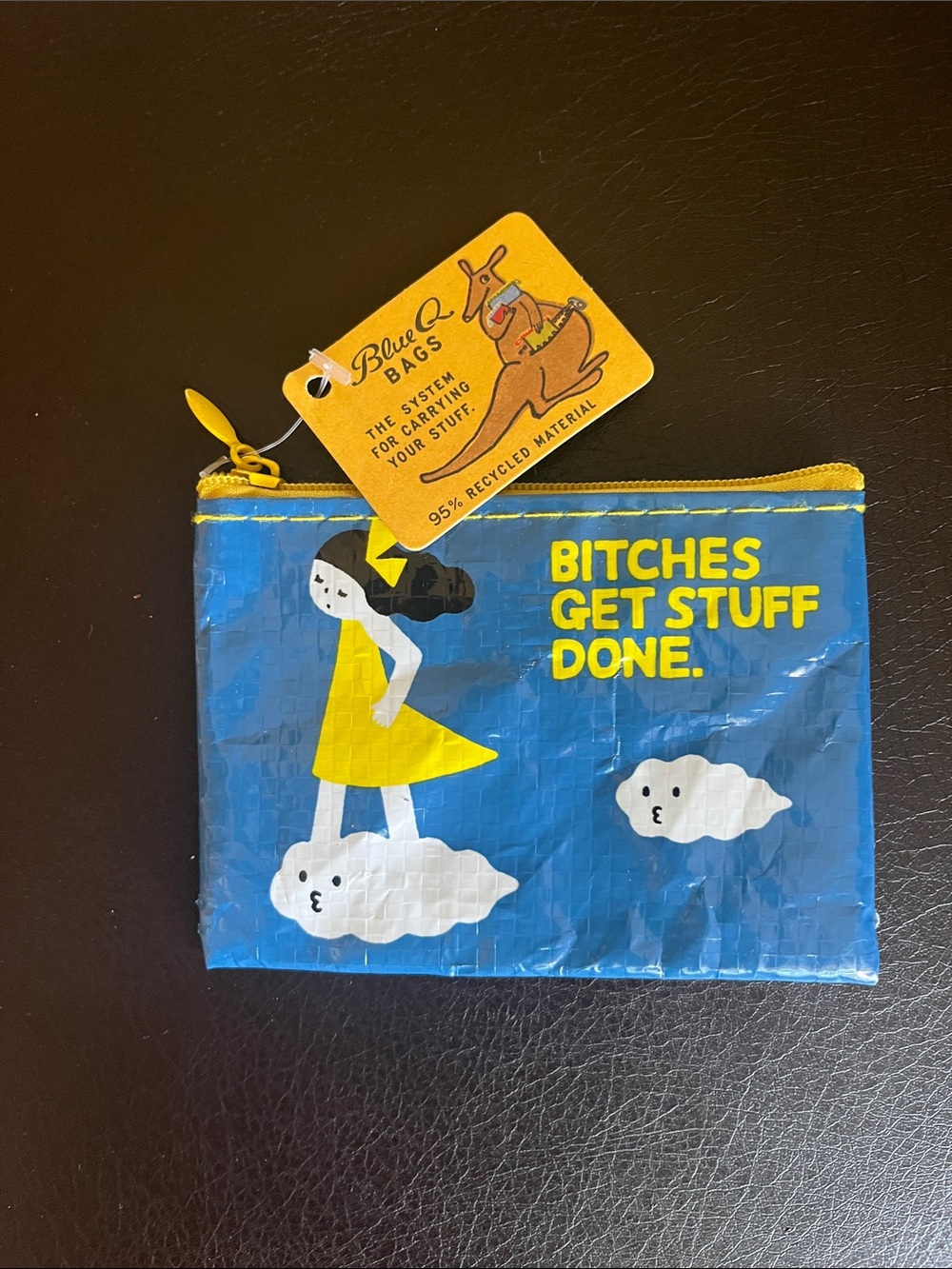 Blue Q Kids Pouch in Blue and Yellow with Playful Cloud Design
